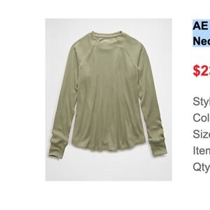 Aerie | Plush Long-Sleeve Crew Neck T-Shirt